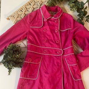 Retro Dollhouse hot pink double-breasted big kid fashionable pea coat sz 14/16